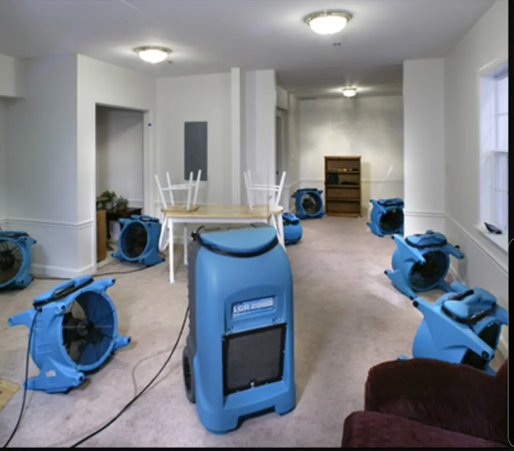 Air movers and dehumidifier setup for Water Extraction & Removal in Goulds